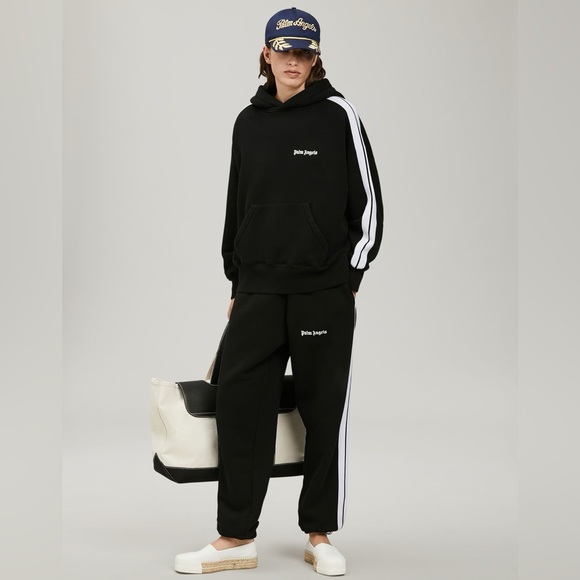 NWT Women’s Size Small Palm Angels Track Hoodie 100% Cotton In Black & White - Picture 7 of 17